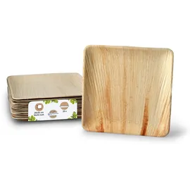BIOZOYG Einwegteller Palmblatt eckig 25 St. 25 x 25 cm Natur