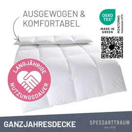 SPESSARTTRAUM Daunenbettdecke SPESSARTTRAUM "First Class", weiß, B:240cm L:220cm, Bezug: 100% Baumwolle. Füllung: 90% Daunen, 10% Federn, Bettdecken, 5 Wärmeklassen & 6 Größen, Bestseller