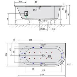 Polysan ASTRA L Eckbadewanne 165 x 80 x 48 cm (Polysan-33611-2010)