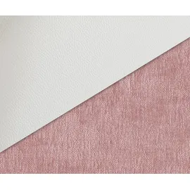 DeLife Drehstuhl Luan-Flex mit Armlehnen Materialmix Echtleder Weiß-Rosé Fußkreuz Weiß 360° drehbar Wippfunktion, Esszimmerstühle