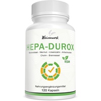 Hepa-Durox – Nahrungsergänzung für die Leber mit Mariendistel - Cholin – Artischocken – Brennessel - Wermut und Löwenzahn – 120 Kapseln – Vegan