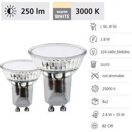 EGLO 110141 LED Spots, Reflektorlampe je 3 Watt (entspricht 24 Watt), 240 Lumen, Leuchtmittel warmweiß, 3000 K, Glühbirne Ø 5 cm