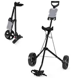 lifezeal COSTWAY Golftrolley Golfwagen mit Anzeigetafel, Golf Push Cart Golfcaddy schwarz