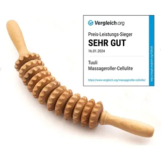 TUULI Anti Cellulite Roller mit Griff Massagegerät aus Holz Massageroller für Maderotherapie 1 St