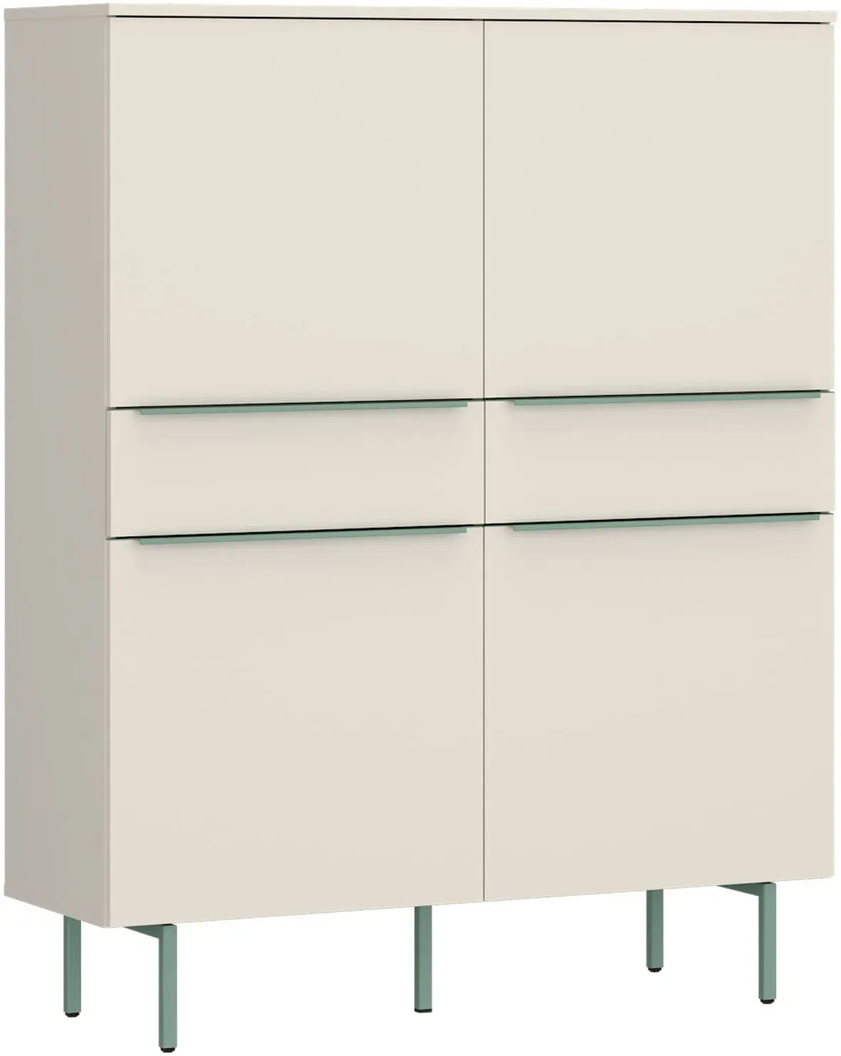 Hochkommode TOM TAILOR HOME, light taupe, B:110cm H:143cm T:42cm, Holzwerkstoff, Melamin, Spanplatte, Sideboards, Highboard, Breite 110 cm,4 Türen,2 Schubladen, viel Stauraum