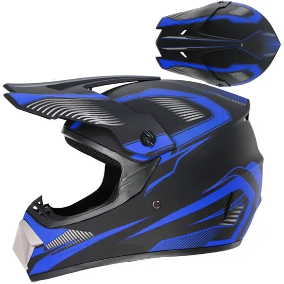 Crosshelm für Motorrad, schwarz mit blau, M A3616