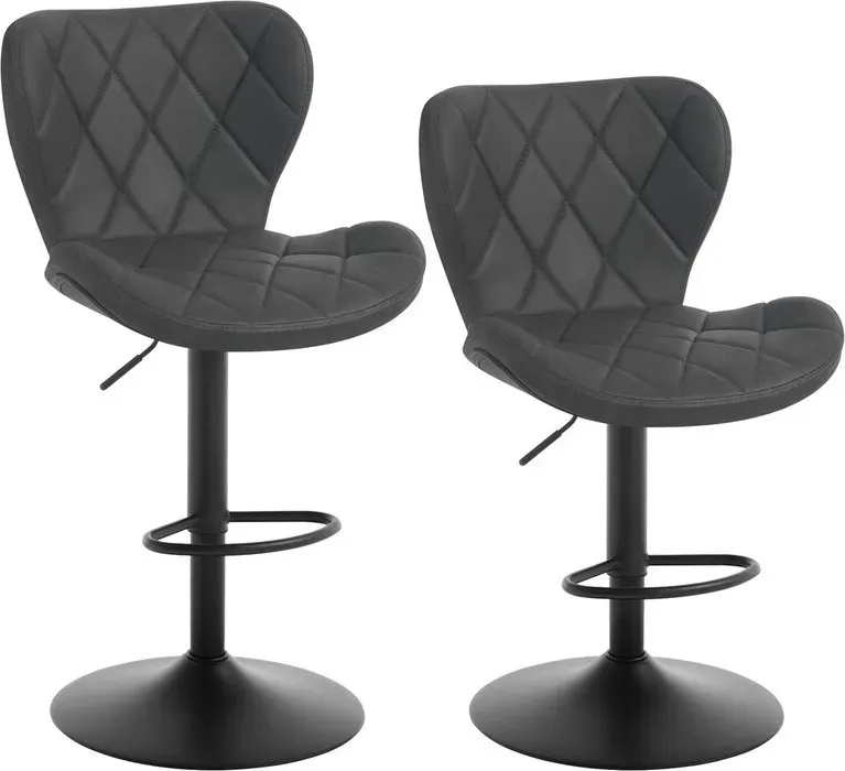 WOLTU Barhocker 2er-Set, höhenverstellbarer Barstuhl, 360° drehbarer Hocker, Hocker mit Rückenlehne und Fußstütze, ergonomischer Bistrostuhl, Kunstleder Metallrahmen, für Bar, Bistro, Kücheninsel, Anthrazit, BH418an-2