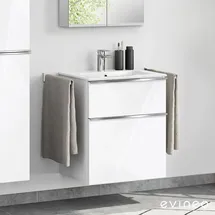 Evineo Waschbeckenunterschrank 2 Auszüge 60 x 70 cm Weiß