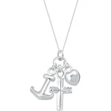 Elli Halskette Kreuz Herz Anker 925 Silber