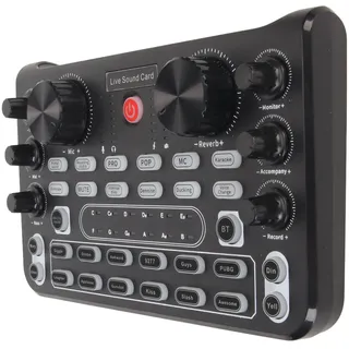 Sound-Mixer-Board, Professionelle Bluetooth-Audio-Mixer-Soundboard-Konsole, Rauschunterdrückung, 8 Soundeffekte, 16 Spezialeffekte, Ambiente, Schwarz