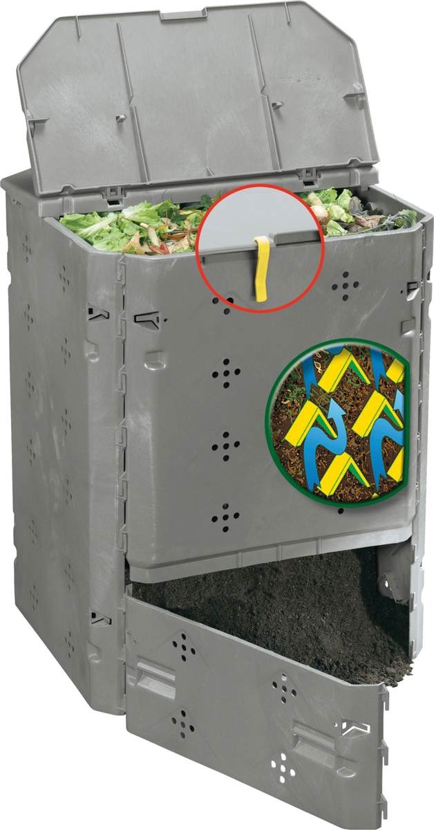 Juwel Komposter BIO 600, Basalt, Inhalt 600 Liter, 77 x 77 x 100 cm, Recycling-Kunststoff wetterfest