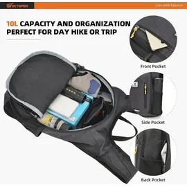 luxuskollektion 10L Faltbarer Rucksack Daypack Schwarz