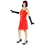 Foxxeo rotes 20er Jahre Kostüm für Damen Charleston Kleider Karneval Fasching Motto-Party Größe XXL