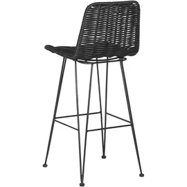 Beliani Barhocker 2er Set Rattan Schwarz