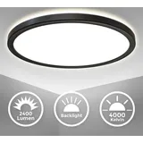 B.K.Licht LED Panel Ø29,3 cm - 18W, 2400lm, flach, backlight, neutralweiß, schwarz