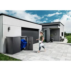 Biohort Mülltonnenbox Alex 3 80 x 88 x 129 cm dunkelgrau/metallic