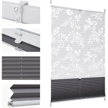 Sekey Plissee Doppelplissee Day+Night Verdunkelung ohne Bohren verspannt Lichtschutz Klemmfix Lichtdurchlässig Ausbrenner-Muster 70x120cm Druck & Grau