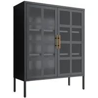 Mein-regal Highboard Glasgow Schwarz, Metall, 35x110x90 cm, CE, Wohnzimmer,