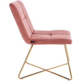 Svita Lynn Loungesessel Cocktailsessel Clubsessel Polsterstuhl ohne Armlehnen Goldene Beine Samt-Polster Altrosa