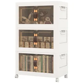 Costway Faltbare Aufbewahrungsbox 49,5 x 31,5 x 86 cm 3-tlg. weiß