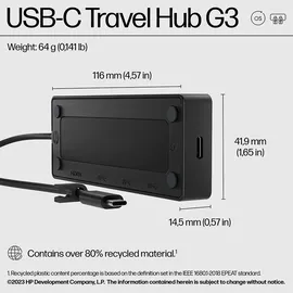 HP Travel Hub G3 - Port Replicator - USB-C - HDMI