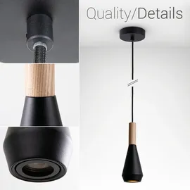 Paco Home MORA 1-flg. Ø9 cm Trichterform schwarz Holz Metall
