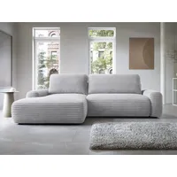 Goldstoff Ecksofa mit Schlaffunktion und Bettkasten, Cord Sofa - Modernes Schlafsofa, L-Form Schlafsofa mit Schlaffunktion und Bettkasten, moderner Cordstoff 2 Teile, pflegeleichtes Cordsofa mit Schlaffunktion in grau grau