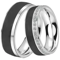 DOOSTI Trauring Schmuck Geschenk Edelstahl Trauring Ehering Partnerring LIEBE, wahlweise mit oder ohne Zirkonia schwarz 62