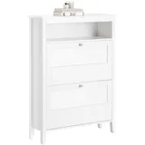 SoBuy Schuhschrank FSR152 80 x 108 x 25 cm mit 2 Klappen / weiß