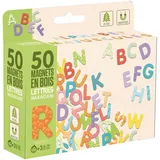 JeuJura - Holzmagnete 50 Großbuchstaben – zum Begleiten von Tafeln – Magnete aus Holz – mit der Beschriftung vertraut Machen – Kartonbox 17 x 15 x 4 cm – ab 3 Jahren – 8966