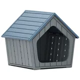 COSTWAY Hundehütte, Hundehaus, Hundehöhle, Haustierhütte mit schrägem Dach grau