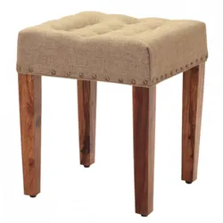 Hocker mit Bezug 40x45x40 aus Sheesham-Massivholz