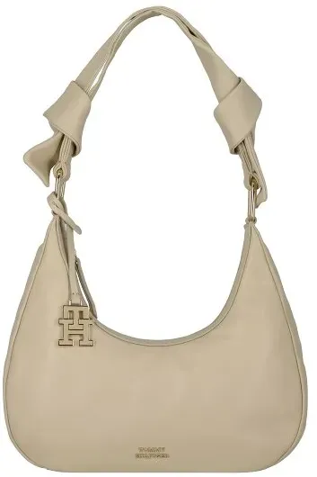 Tommy Hilfiger Pushlock Schultertasche Leder 28 cm  weiss