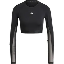 ADIDAS Damen Shirt Hyperglam Training Crop-Shirt, BLACK/WHITE, S