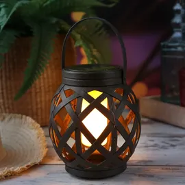 MARELIDA LED Solar Laterne Flammeneffekt Dekolaterne flackernd H: 16cm schwarz