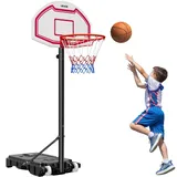 Vevor tragbarer Basketballständer, 1,6 bis 2,1 m höhenverstellbarer Basketballkorb, verstellbare Basketballanlage mit Nylonnetz & Rollen, tragbares Backboard-Set für Terrassen Poolrand