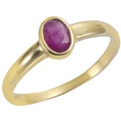 Fingerring VIVANCE "585/- Gelbgold glanz Rubin" Gr. 58, gelb (gelb, rot), Fingerringe, Damen, 058 (18,5), Gold