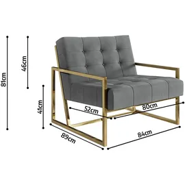s-style möbel Loungesessel Tampa Samtstoff 0 x 0 x 0 cm Grau