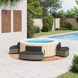 vidaXL Whirlpool-Umrandung Grau Poly Rattan und Massivholz Akazie