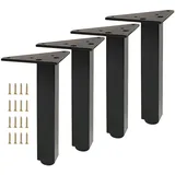 Jolan 4 Stück Möbelbeine,Gold/Schwarz,Sofabeine,Tischfüße Metall,Schrankbeine,Bettbeine,Couchtischbeine,Möbelfüsse Mit Schrauben,Moderne DIY-ersatzmöbelfüße, Black-20cm(7.9in)
