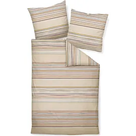 JANINE Davos Gestreift Beige 135 x 200 cm + 80 x 80 cm