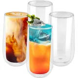 Shodiffy Doppelwandige Latte Macchiato Gläser,4er Set 270 ML Cappuccino Tassen Kaffeetassen Glas Kaffeeglas Teegläser für Cappuccino,Latte,Tee,EIS,Eistee,Iced Americano,Milch,Saft