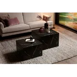 SalesFever Couchtisch, (Set, 2 St., 2er Set), in Marmoroptik, + schwarz