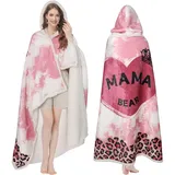 pewjury Geschenk für Frauen Tragbare Decke, Sofadecke Bear Kuscheldecke, Umarmung Decke mit Ärmeln für Frauen Frau Mama Mutmacher Geschenke (Rosa, 130X185 cm)