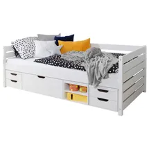 Livetastic Stauraumbett Naomit 90 x 200 cm Kiefer massiv weiß