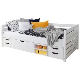 Livetastic Stauraumbett Naomit 90 x 200 cm Kiefer massiv weiß