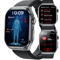 wgzixezn Smartwatch Herren ECG Smartwatch Mit Telefonfunktion Bmi/Harnsäure/Bludruck blutfette Fitnessuhr Mit Telefonfunktion 24h Blutdruck (Schwarz A)