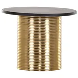 Casa Padrino Luxus Beistelltisch Schwarz / Gold Ø 50 x H. 40 cm - Runder pulverbeschichteter und galvanisierter Metall Tisch - Wohnzimmer Möbel