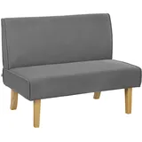 Homcom 2 Sitzer Sofa, Couch mit Cord-Optik, Holzbeine, Gepolsterter Polstersofa, Doppelsofa für Schlafzimmer, Wohnzimmer, 110 x 62 x 85 cm, Grau