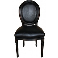 Casa Padrino Esszimmerstuhl Barock Esszimmer Stuhl Schwarz Croco Lederoptik - Designer Stuhl - Luxus Qualität